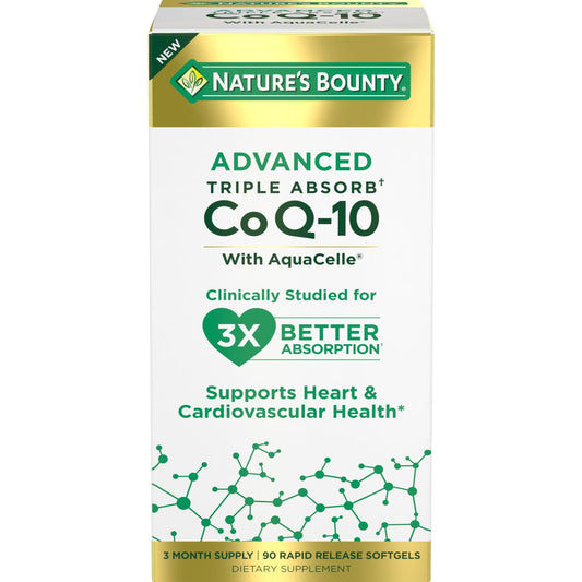 Nature’s Bounty AquaCelle CoQ10 100 mg Softgels for Heart Health, 3x Absorption, 90 Ct