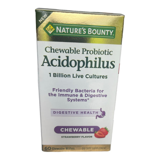 Nature's Bounty Chewable Probiotic Acidophilus - Strawberry Flavor - 60ct