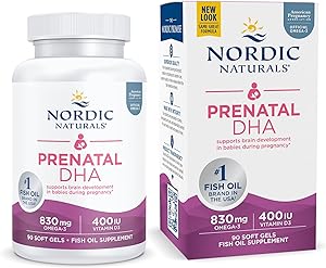 Nordic Naturals Prenatal DHA, Unflavored - 90 Soft Gels - 830 mg Omega-3 + 400 IU Vitamin D3