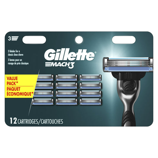 Gillette Mach3 Men's Razor Blades Refill Cartridges - 12 Ct