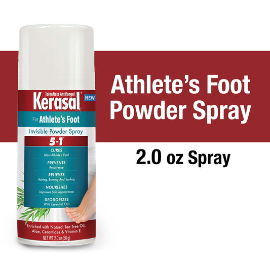 Kerasal 5-in-1 Athlete's Foot Invisible Powder Spray, Athlete's Foot Spray, 2 oz