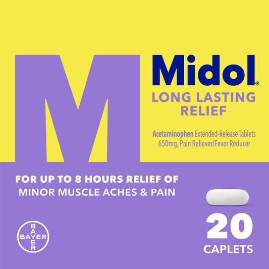 Midol Long Lasting Relief Menstrual Pain Relief Caplets, 20 Count