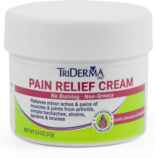 TriDerma Pain Relief Cream, Maximum Strength Topical Cream, Non-Greasy