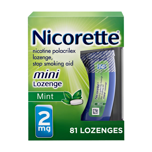 Nicorette Mini Nicotine Lozenges Stop Smoking Aid 2 mg Mint - 81 Ct