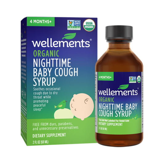 Wellements Organic Nighttime Baby Cough Syrup USDA Organic 2 Fl Oz. 4 Months+