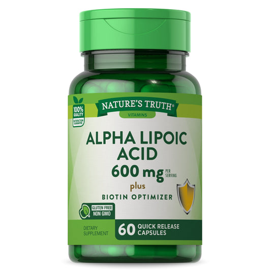 Alpha Lipoic Acid 600mg | 60 Capsules | Plus Biotin Optimizer | Non-GMO, Gluten Free Supplement | by Nature's Truth