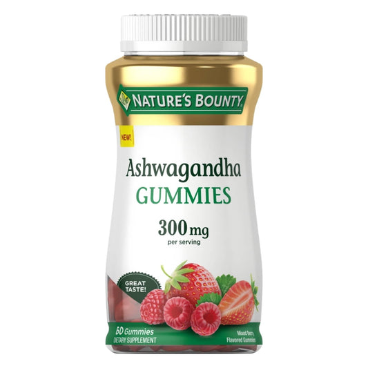 Nature’s Bounty Ashwagandha Gummies for Stress Support, KSM-66 300mg, Mixed Berry, 60 Gummies