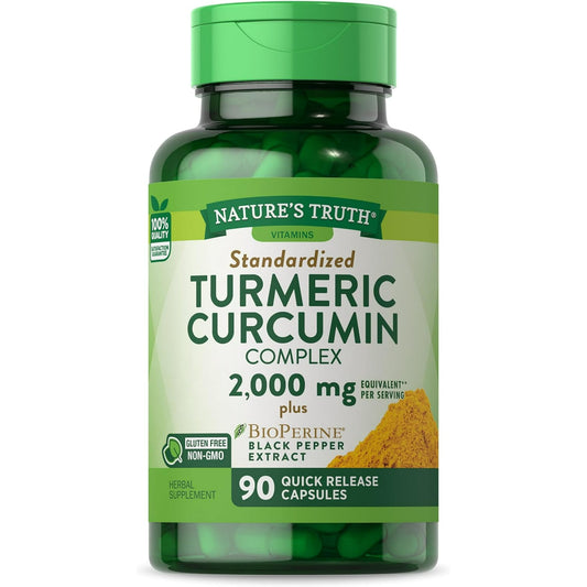 Nature's Truth Turmeric Curcumin 2000 mg | 90 Capsules | with 95% Standardized Curcuminoids and Bioperine | Non-GMO, Gluten Free Supplement