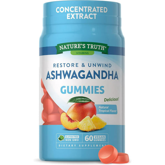 Ashwagandha Gummies | Vegan, Non-GMO, & Gluten Free | 60 Tropical Flavor Gummies | by Natures Truth (4.5) 4.5 stars out of 90 reviews