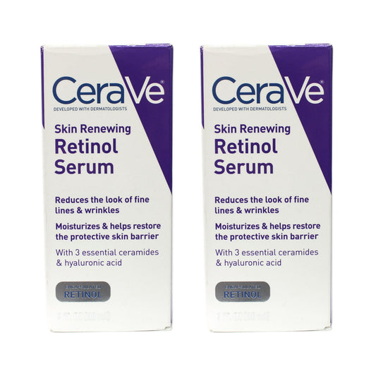 CeraVe Skin Renewing Retinol Face Serum with Niacinamide & Hyaluronic Acid for All Skin Types, 1 fl oz (Pack of 2)