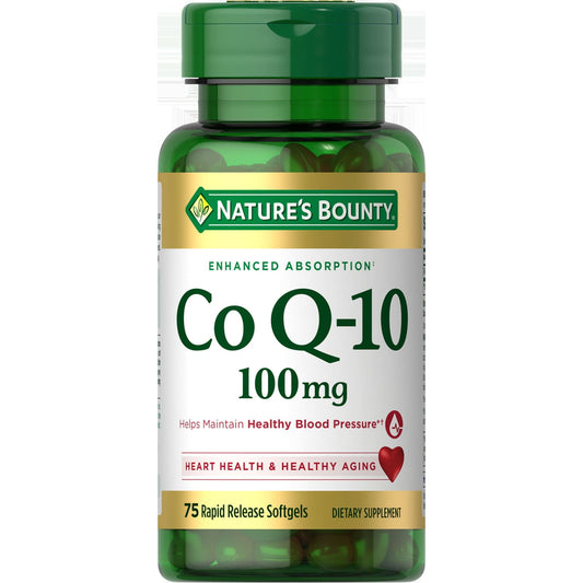 Nature's Bounty CoQ10 100 mg Rapid Release Softgels for Heart Health Support, 75 Ct