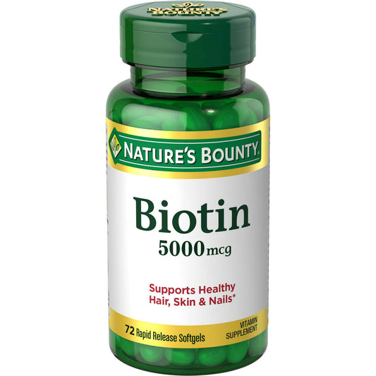 Nature's Bounty Biotin Softgels, 5000 mcg, 72 Ct