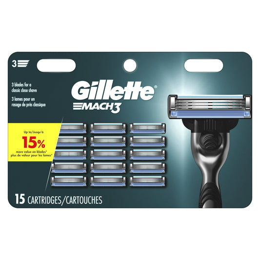 Gillette Mach3 Razor Blade Refills, 15 Cartridges