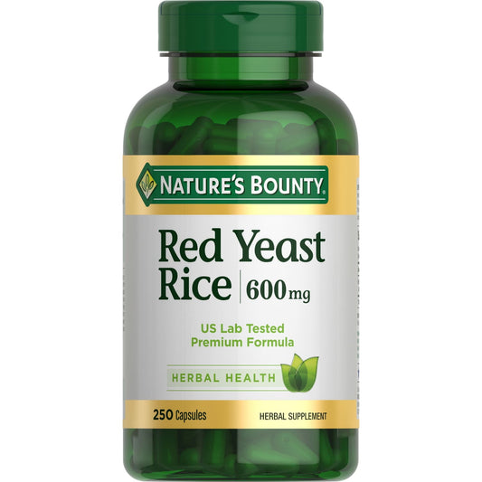 Nature’s Bounty Red Yeast Rice 600 mg Capsules, Herbal Health, 250 Ct