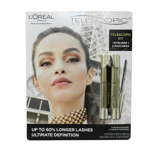 Loreal Paris Telescopic Kit 1 Eyeliner + 2 Mascaras Black