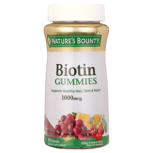 Nature's Bounty Biotin Gummies, Multi-Flavored, 1000 mcg, 110 Ct