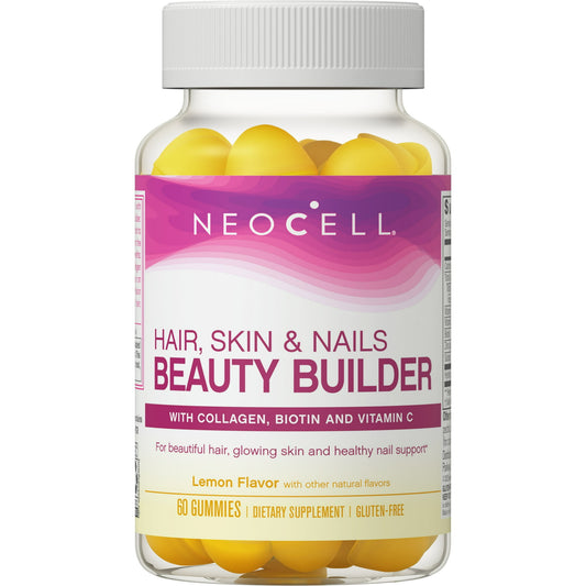 NeoCell Hair, Skin and Nails Beauty Builder With Collagen, Biotin and Vitamin C, Gummy, Lemon, 60 Count, 1 Bottle