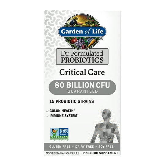 Garden of Life Dr. Formulated Probiotics Critical Care 80 Billion CFU 15 Strains Colon Health and Immune System - 30 Capsules