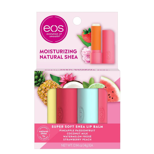 Eos 100% Natural Shea Lip Balm Stick - Fruity Variety Pack | 4-Pack