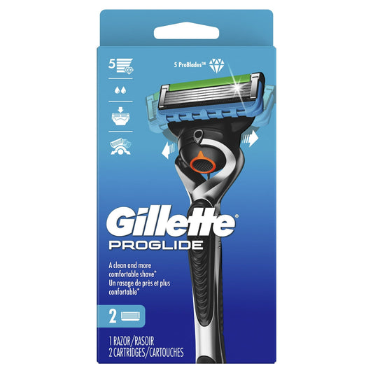 Gillette ProGlide Men's Razor Handle + 2 Blade Refills