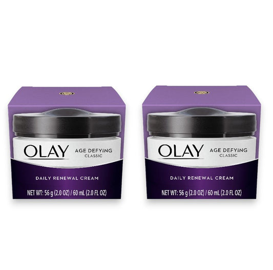 Olay Age Defying Classic Daily Renewal Cream, Face Moisturizer, 2.0 fl oz (Pack of 2)