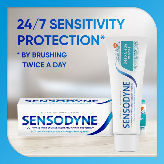 Sensodyne Toothpaste for Sensitive Teeth and Cavity Prevention Deep Clean + Whitening 4.0 oz