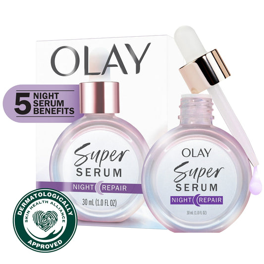 Olay 5-in-1 Anti-Aging Night Serum, All Skin Types, 1.0 fl oz