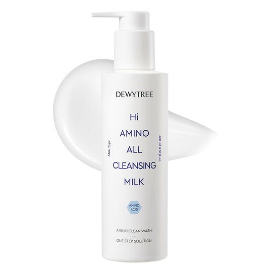 DEWYTREE Hi Amino All Cleansing Milk - Hydrating Facial Cleanser for Sensitive Skin | Amino Acid Face Lotion Oil Cleanser Korean Exfoliating Face Wash | Face Cleanser for Women &amp; Men (6.76 fl oz)