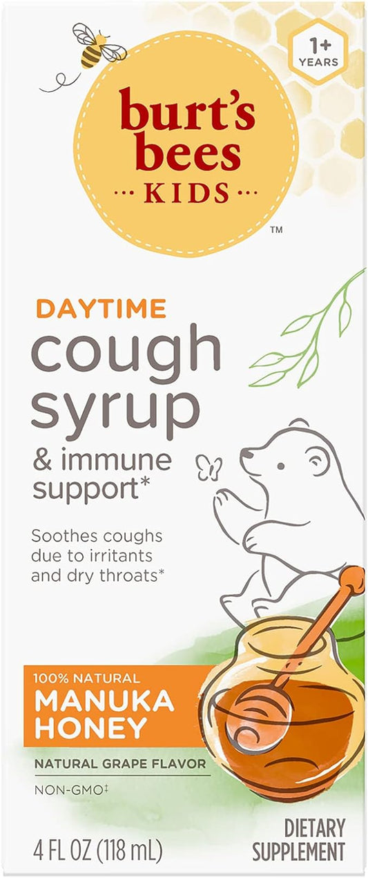 Burt's Bees Kids Daytime Cough Syrup and Immune Support, Natural Grape Flavor - 4 Fl Oz