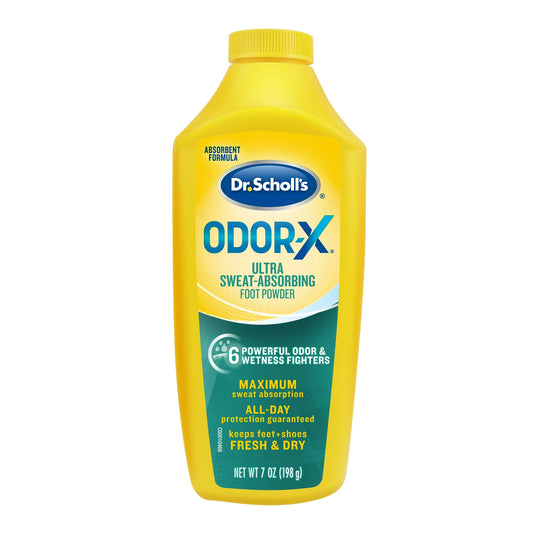 Dr. Scholl’s Odor-X Ultra Sweat-Absorbing Foot Powder, Unscented - 7 oz