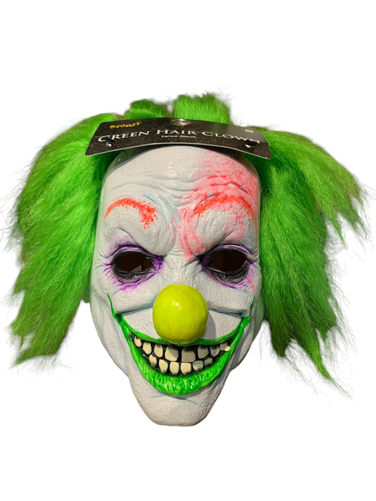 Neon Green Hair Clown Full Mask | Spirit