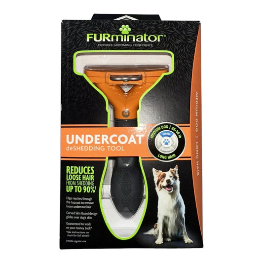 FURminator Undercoat deShedding Tool for Medium Dogs, Long Hair (25-50 lbs)