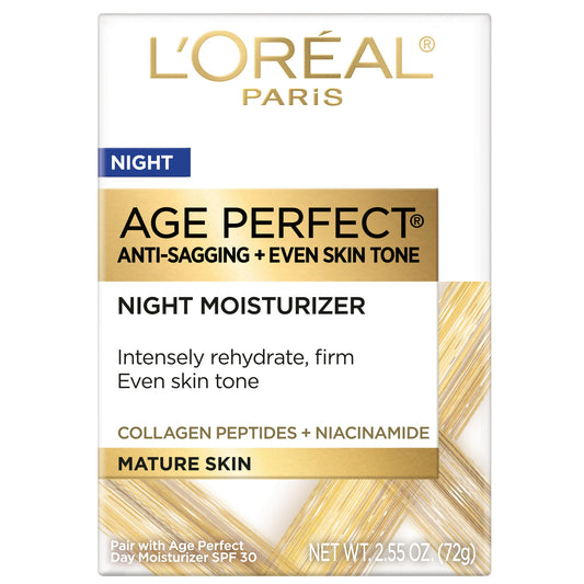 L'Oreal Paris Age Perfect Anti-Aging Night Moisturizer, Even Tone, 2.5 oz