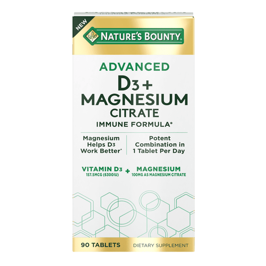 Nature’s Bounty® Advanced Vitamin D3 with Magnesium, Immune and Bone Supplement, 90 Tablets