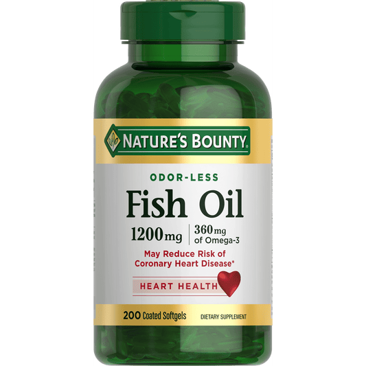 Nature’s Bounty Fish Oil Softgels with Omega 3 Fatty Acids for Heart Health, 1200 mg, 200 Ct