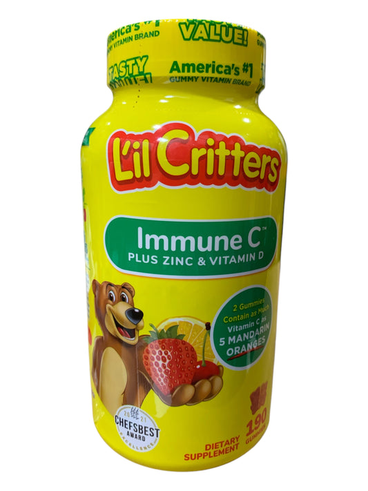 L'il Critters Immune C Kids Gummy Vitamins – Immune Support, Fruit Flavored, 190ct