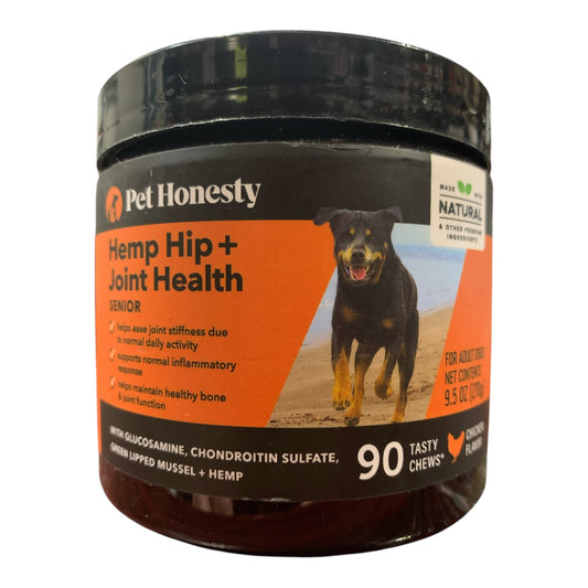 Pet Honesty Hemp Hip & Joint Health Chews for Senior Dogs, Chicken Flavor, 90 ct