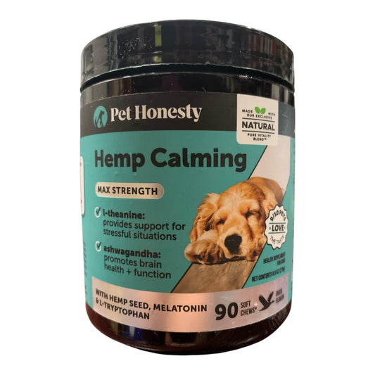 Pet Honesty Hemp Calming Max Strength Chews with Melatonin, Duck Flavor, 90 ct