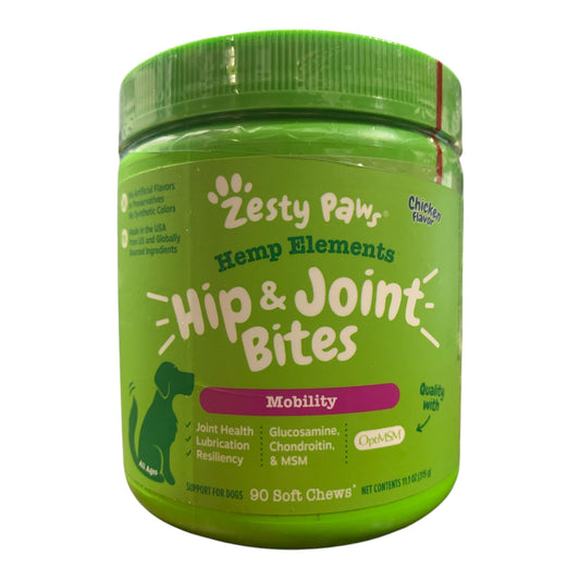 Zesty Paws Hip & Joint Bites for Dogs, Mobility Support, Chicken Flavor, 90 ct