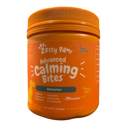 Zesty Paws Advanced Calming Bites for Dogs, Behavior Support, Turkey Flavor, 90 ct