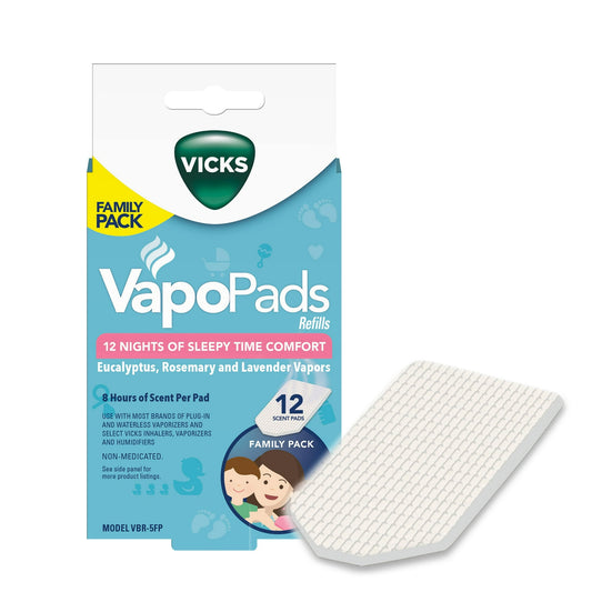 Vicks VapoPads Refills with Eucalyptus, Lavender & Rosemary for Sleep Support, 12 Pack