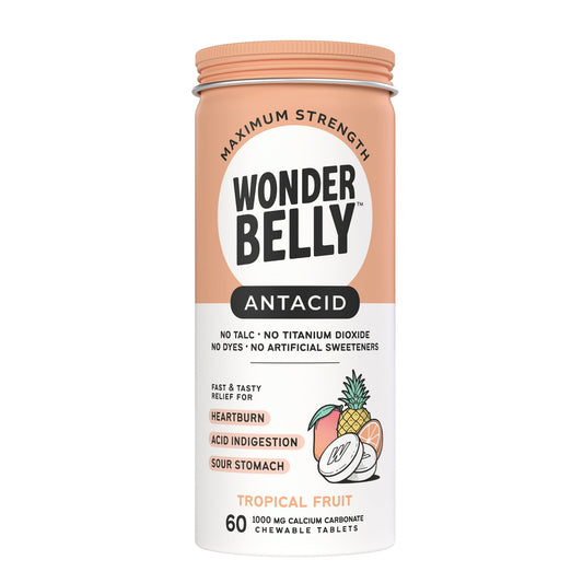 Wonderbelly Antacid Chewable Tablets – Heartburn Relief, Tropical Fruit, 60ct