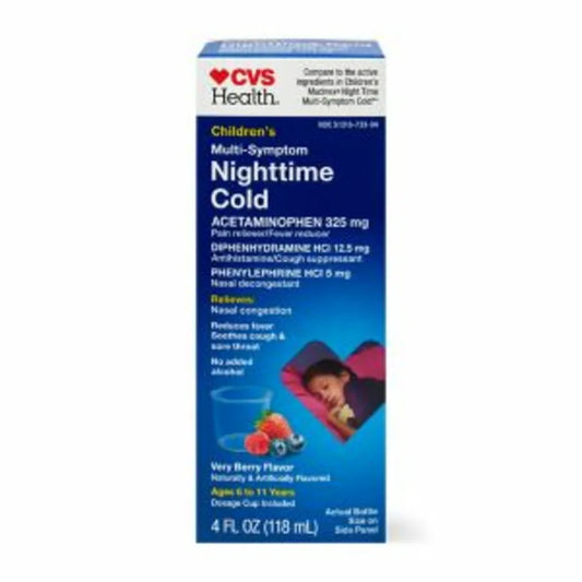 CVS Health Children's Multi-Symptom Nighttime Cold Relief, Very Berry, 4 fl oz