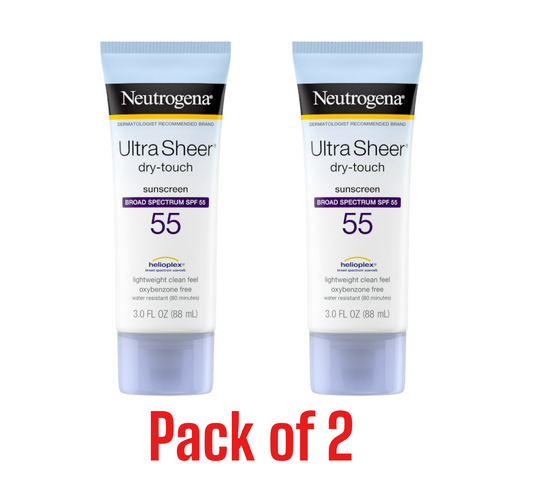 Neutrogena Ultra Sheer Dry-Touch Sunscreen SPF 55, 3 fl. oz - Lightweight Protection (Pack of 2)