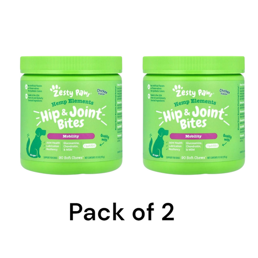 Zesty Paws Hip & Joint Bites for Dogs, Mobility Support, Chicken Flavor, 90 ct (Pack of 2)