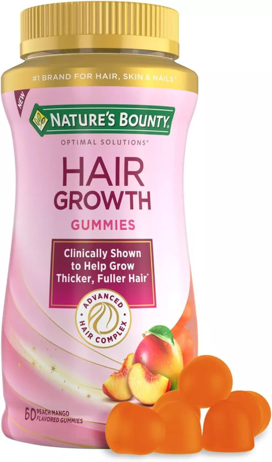 Nature's Bounty Optimal Solutions Hair Growth Gummies – 60 Ct | Biotin & Collagen Support