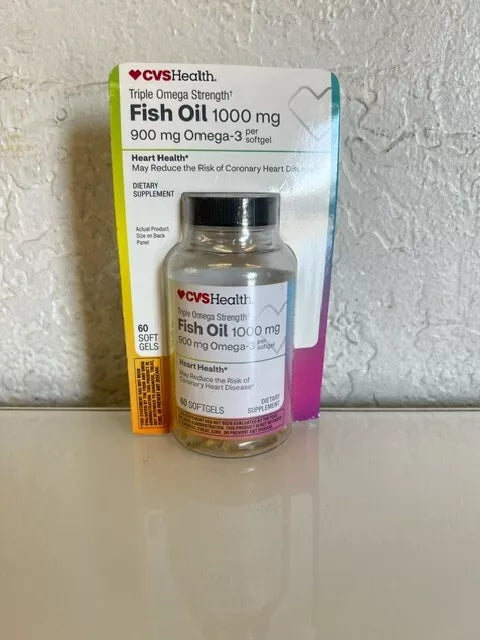 CVS Triple Omega Fish Oil 1000mg, 900mg Omega-3, 60 Softgels