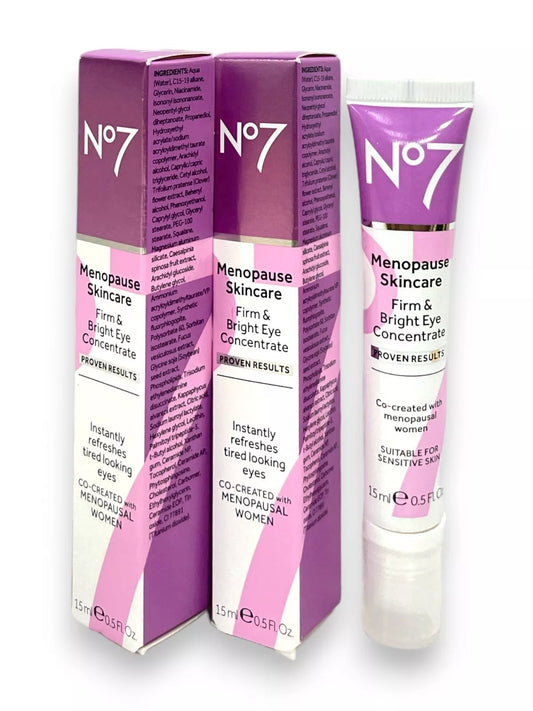 No7 Menopause Skincare Firm & Bright Eye Concentrate Serum for Dark Circles and Wrinkles, 0.5 oz