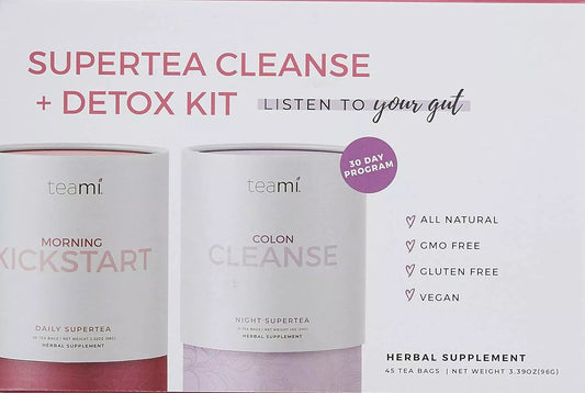 Teami Colon Cleanse Tea - Natural 30-Day Teatox Kit with Colon & Detox Tea - Morning Kickstart (30 Bags) and Night Colon Cleanse (15 Bags)