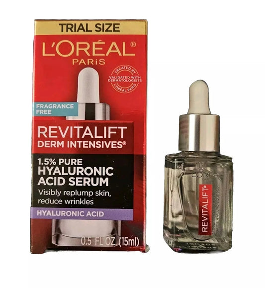 L'Oreal Paris Revitalift Derm Intensives Hyaluronic Acid Face Serum, Trial Size, 0.5 Oz